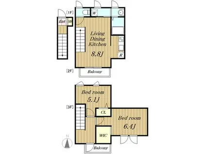 KOTI OSAKI (2LDK/2階)の間取り写真