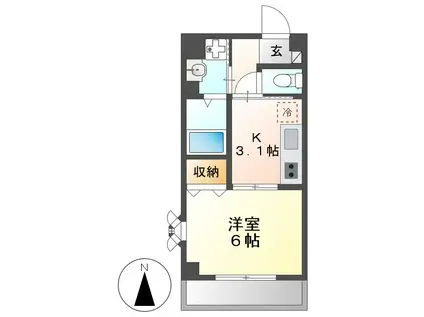 サンパティーク(1K/5階)の間取り写真