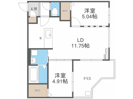 ラピスブラオ東区役所前(2LDK/1階)の間取り写真