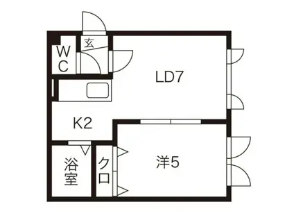 フォレスト豊平II(1DK/2階)の間取り写真