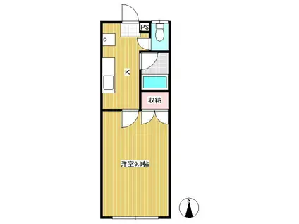 常磐城マンション(1K/3階)の間取り写真