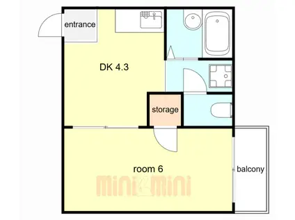 ルシェール平野A棟(1DK/1階)の間取り写真