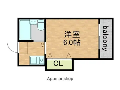 ハイツ紀の国(1K/3階)の間取り写真