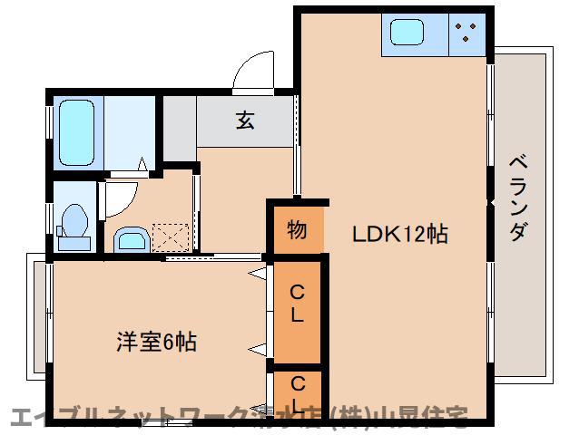ベルキャビン C(1LDK/2階)の間取り写真