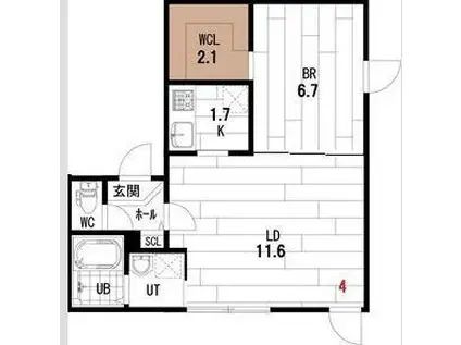 スカイパーク宮の沢II(1LDK/5階)の間取り写真