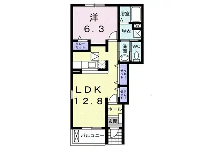 ラ・フルール A(1LDK/1階)の間取り写真