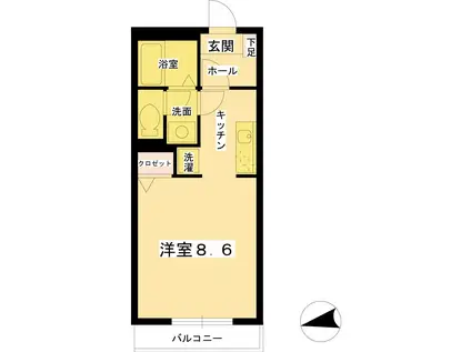 クォーレ(1K/3階)の間取り写真