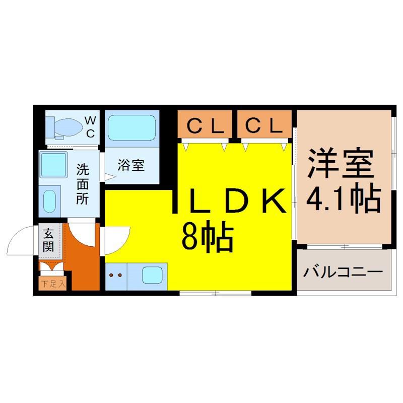 ARIA東宿町(1LDK/3階)の間取り写真