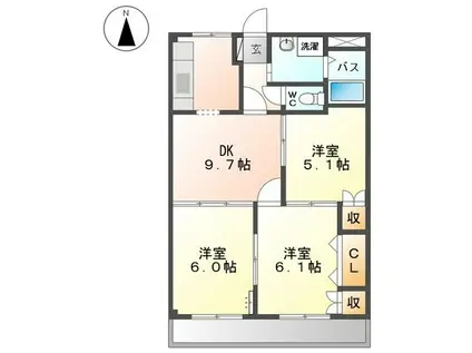 サンハイム田戸(3DK/1階)の間取り写真