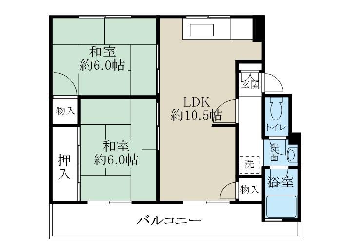 第二コーポ青木(2LDK/1階)の間取り写真
