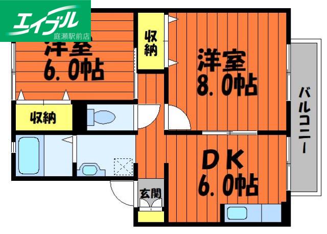 ソプラ・コート(2DK/2階)の間取り写真