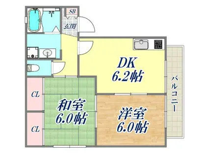 アートレピア(2DK/2階)の間取り写真