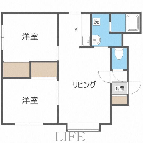 ジュネス北郷(2LDK/3階)の間取り写真