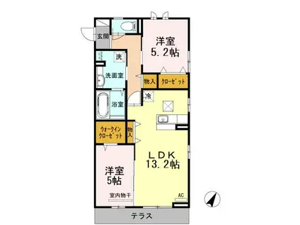 グランテージ学園南(2LDK/2階)の間取り写真
