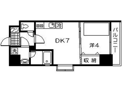 大黒町申館(1DK/9階)の間取り写真