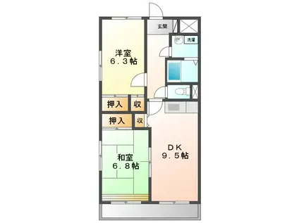 ヴィレッジ国立富士見台第1(2DK/3階)の間取り写真