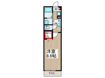 ONE-STAGE狭山(1K/1階)の間取り写真