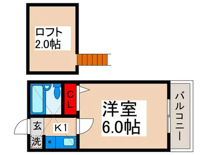 ローズアパートQ-64(1K/2階)の間取り写真