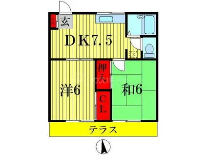 モルベレ平和台(2DK/1階)の間取り写真
