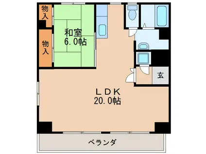 主税ビル(1LDK/9階)の間取り写真
