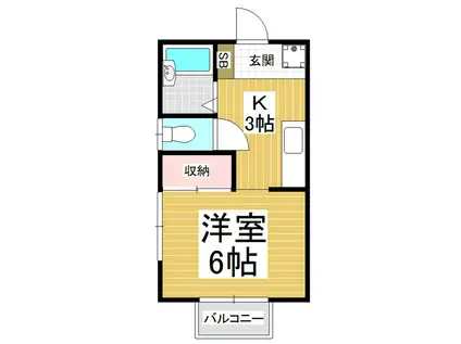 コーポ那須II(1K/2階)の間取り写真