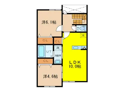 プレミアム県庁前(2LDK/3階)の間取り写真