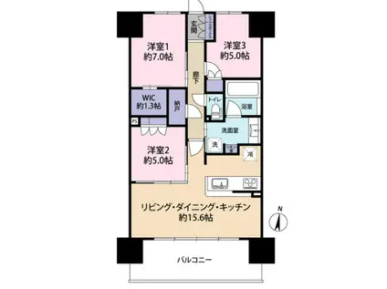 ヴェリテ金剛ルネクロスサイト(3LDK/14階)の間取り写真