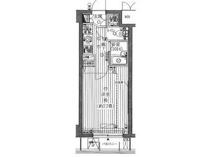 プレール・ドゥーク亀戸(1K/2階)の間取り写真