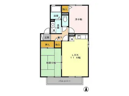 グレースコート 壱・弐番館(2LDK/2階)の間取り写真