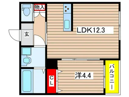 LE BOIS MIZUHO(1LDK/1階)の間取り写真