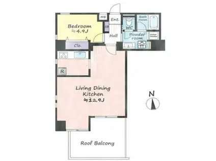 飯倉ヒルズ(1LDK/5階)の間取り写真