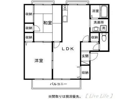 セジュール串間(2LDK/1階)の間取り写真