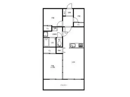 アレーズ大橋(3LDK/2階)の間取り写真