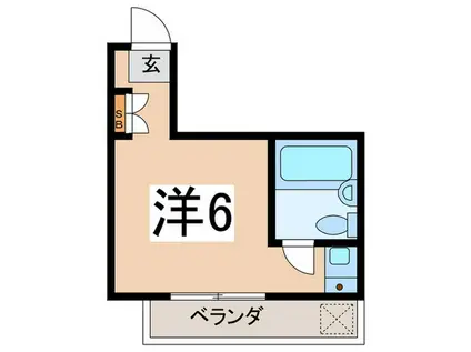 ヴィラ第2白楽(ワンルーム/2階)の間取り写真