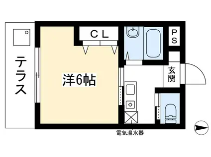 地下鉄烏丸線 北大路駅 バス乗車時間：9分 最寄りバス停で下車 徒歩4分 2階建 築44年(1K/1階)の間取り写真
