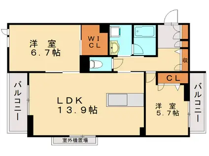 シャーメゾンSUE(2LDK/2階)の間取り写真