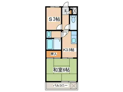 メゾンド来夢(1SK/2階)の間取り写真