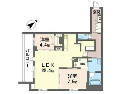 ホヌ プレミアス(2LDK/4階)の間取り写真