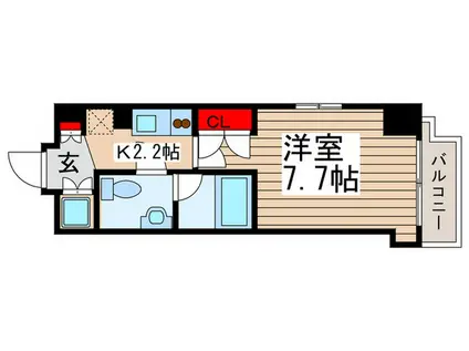 パークアクシス台東根岸 2階8階(1K/3階)の間取り写真