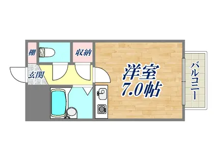 セセラギフラット(1K/2階)の間取り写真