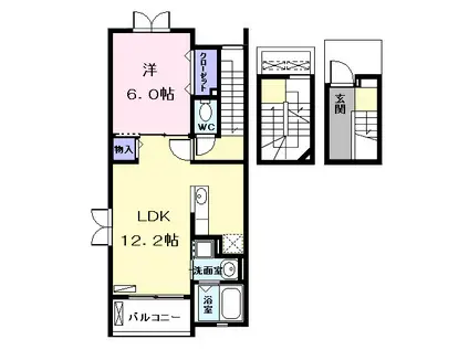 プリムローズIII(1LDK/3階)の間取り写真