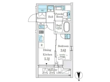 ジオエント秋葉原(1DK/6階)の間取り写真