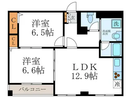 リエス西院(2LDK/4階)の間取り写真