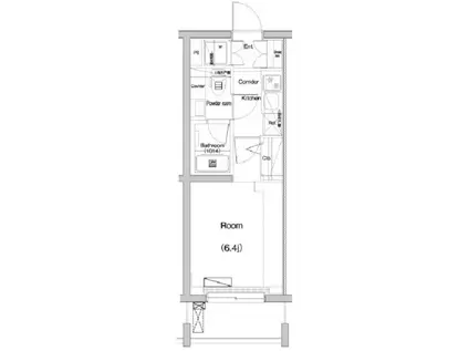 PREMIUM CUBE大崎(1K/1階)の間取り写真