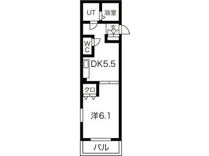 LAVERITEノムラII(1DK/2階)の間取り写真