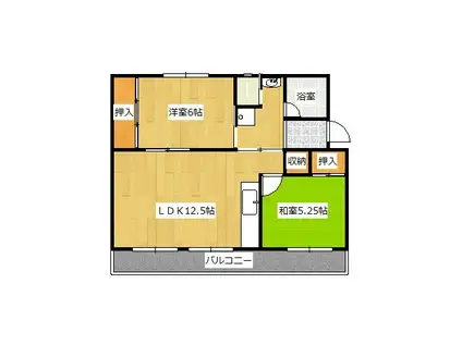 ヴィラナリー中間II3号棟(2LDK/2階)の間取り写真