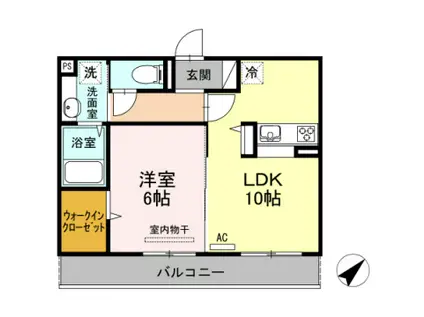 ディールーム博多南 弐番館(1LDK/2階)の間取り写真
