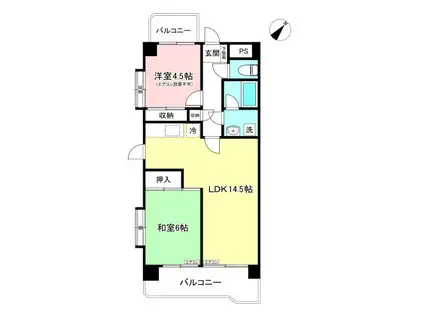 内野ビル(2LDK/4階)の間取り写真
