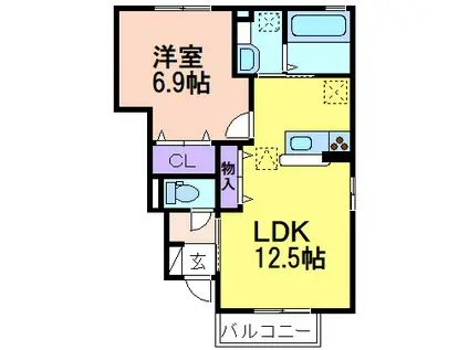 スマイルタウン B(1LDK/1階)の間取り写真