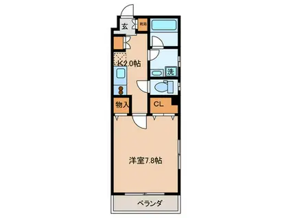 アプローズ自由が丘(1K/2階)の間取り写真